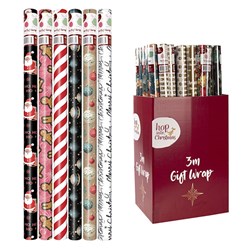 Wrap Paper Xmas 3Mx70cm 60gsm 38mm Core PDQ Asstd