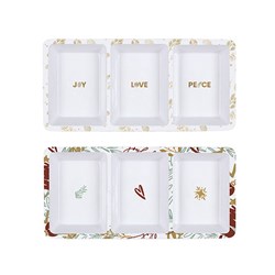 Melamine Tray 3 Section Rect Xmas 2 Asstd