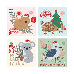 Cards Xmas Box 10 125x125mm Textured Foil Australian