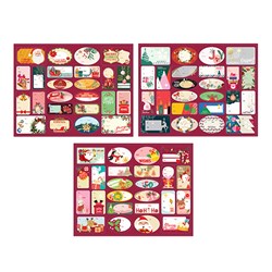 Gift Labels Xmas 48pk Glitter 3 Asstd