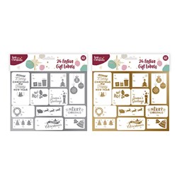 Gift Labels Xmas Self Ad w Emboss Foil 24pk 2 Asstd