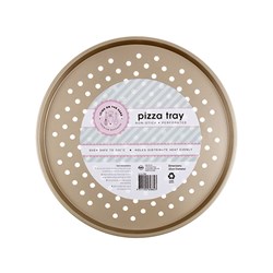 Pizza Tray Non-Stick w Holes Champagne 32cm Dia