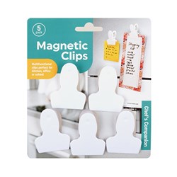 Clips White Magnetic Pk 5