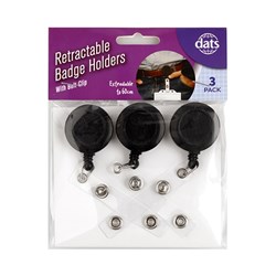 Badge Holder Retractable 3pk Black