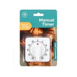 Kitchen Timer Manual Dial White 60 minute