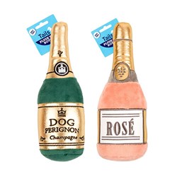 Dog Toy Plush Wine Bottle w Giggle Sound 2 Asstd