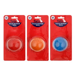 Dog Toy Solid Rubber Ball 6.5cm 3 Asstd Colours