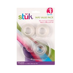 Tape Dispenser Clear + 3 x 18mm x 25mtr Tape