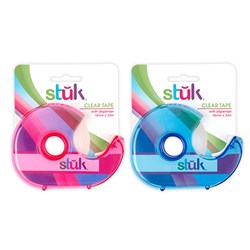 Tape Clear w Dispenser 18mm x 33M Asstd Colours