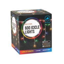 Lights Icicle Multicolour 8F LV Pk600