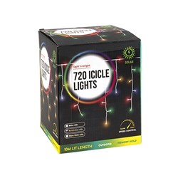 Lights Icicle Multicolour w Speed Control Solar Pk720