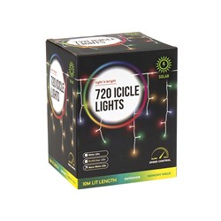 Lights Icicle Warm White w Speed Control Solar Pk720
