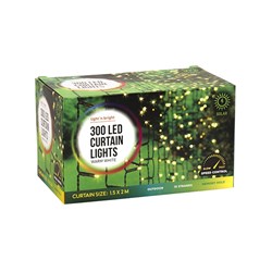 Lights Curtain Warm White w Speed Control Pk300 Solar