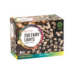 Lights Fairy Warm White Solar/USB Pk250