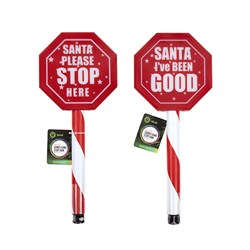 Stake Light Santa Stop Here Sign H35cm Steady Solar PDQ