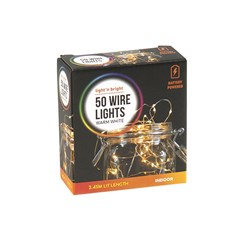 Lights Copper Wire Warm White Battery Operated Pk50
