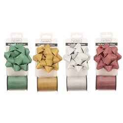 Gift Bows 1pk 10cm w 10m Ribbon 4 Asst Cols