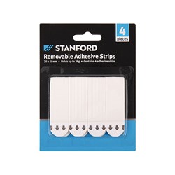 Hooks Removable Adhesive 4Pk Strips 20x65mm