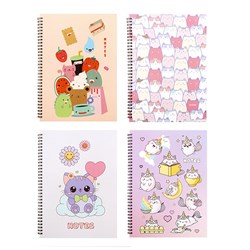 Notebook Card Cover Printed Spiral Cute Des 4Ast A5 120pg
