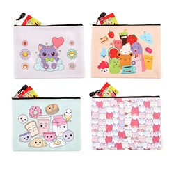 Pencil Case 1 Zip PVC 255x195mm 4 Asstd Cute Des