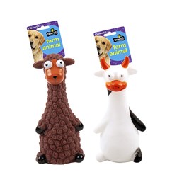 Dog Toy Farm Animal 19cm 2 Asstd Cow/Sheep Squeaky