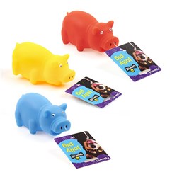 Dog Toy Pig 15cm Squeaky 3 Asstd Colours