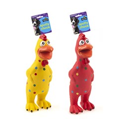 Dog Toy Dots Chicken 23cm Squeaky 2 Asstd Colours