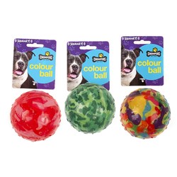 Dog Toy Printed Colour Ball 8cm Squeaky 3 Asstd Colours