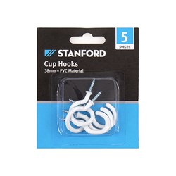 Hooks Cup White PVC 5Pc 38mm