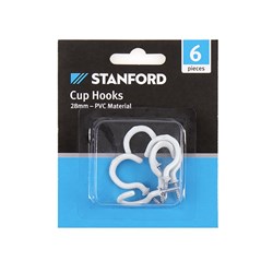 Hooks Cup White PVC 6Pc 28mm