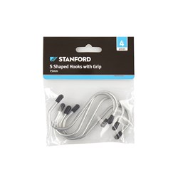Hooks S Shape w Grip 4Pc 75mm