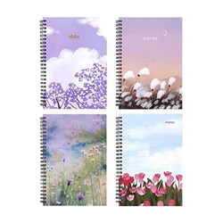 Notebook Hard Cover Printed Spiral 4 Asstd A5 120pg