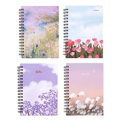 Notebook Hard Cover Printed Spiral 4 Asstd A6 120pg