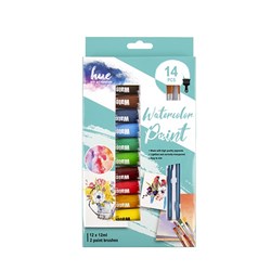 Art Set Paint Tubes Watercolour w Brush 14Pc 12ml