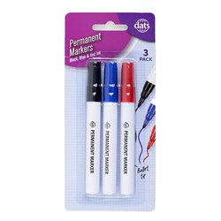 Marker Permanent w Aluminum Barrel 3pk Mixed
