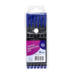 Pen Ballpoint Premium w Cap 6pk - Blue
