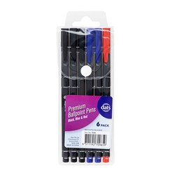 Pen Ballpoint Premium w Cap 6pk - Mixed