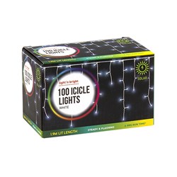 Lights Solar Icicle Pk100 White 2F