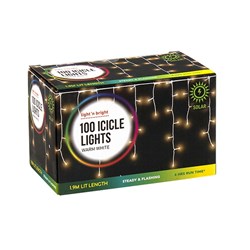 Lights Solar Icicle Pk100 Warm White 2F