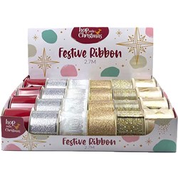 Ribbon Printed Xmas 2.7m 6 Asst