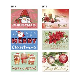 Holder Money Gift Card Xmas 6pk 11x8cm Asst