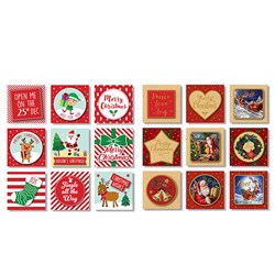 Gift Tags Xmas 18pk 5x5.5cm 2 Asst