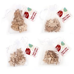 Xmas Wooden Table Decorations 24pc 4 Asst