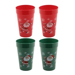 Cup Xmas w Print 2pk 9.5x7x15.5cm 2 Asst Cols