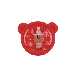 Plate Bear Shape Xmas w Print 23.5x20x1.5cm 2 Asst