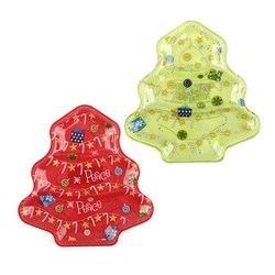 Plate Tree Shape Xmas w Print 31x32x32cm 3 Asst