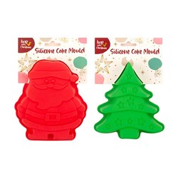 Xmas Cake Mould Silicone 13x13x3.5cm 2 Asst