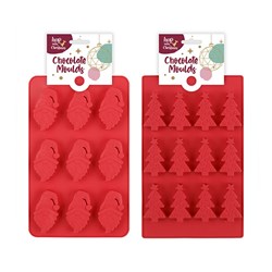 Xmas Silicone Mould Chocolate 20.5x12.5x1.5cm 2 Asst