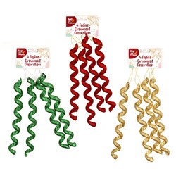 Decoration Xmas Ornaments Spiral 4pk 19x20x2cm 3 Asst