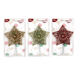 Decoration Xmas Tree Topper Star 24x14x3cm 3 Asst Cols